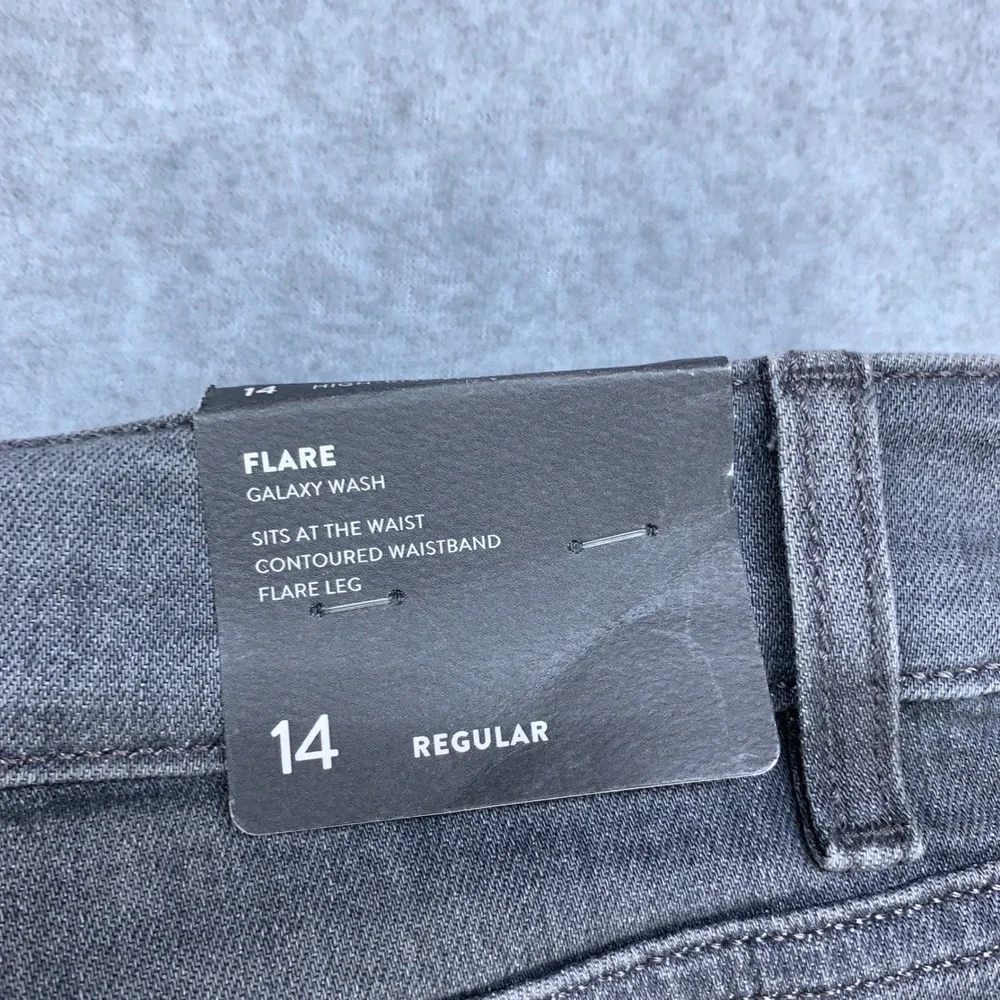 J. Jill Flare Jeans Women 14 Grey Galaxy Wash High Rise Stretch Patch Pocket NWT